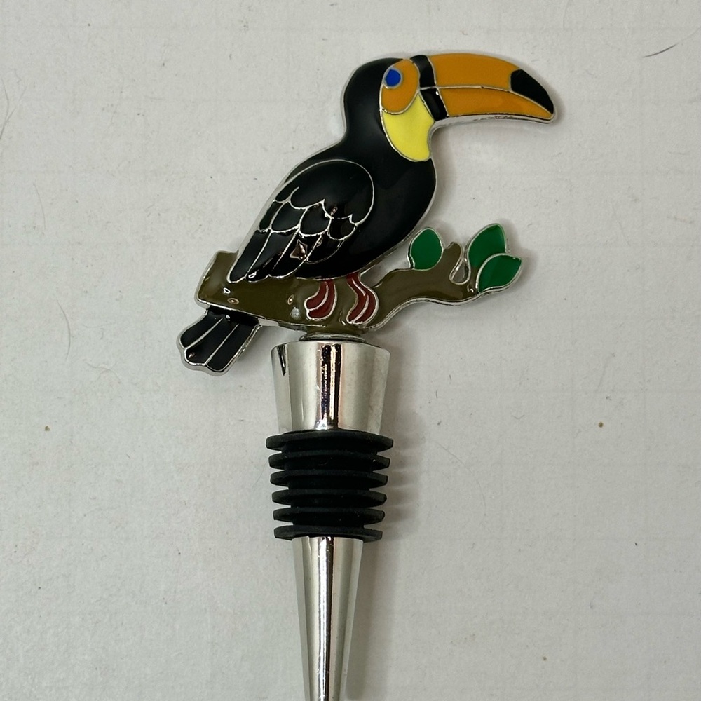 Tommy Bahama Wine Bottle Stopper Enamel Toucan Bird Tropical Bar Accessory